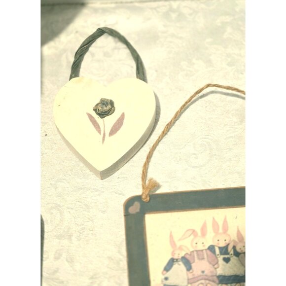 Vintage 1987 Baby Nursery 4 pc HOME INTERIORS Picture Set Signed Handmade Woodwo - Picture 4 of 7